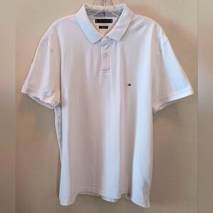 TOMMY HILLFIGER Polo Shirt White XXL Cotton Golf Tennis Summer Classic Preppy